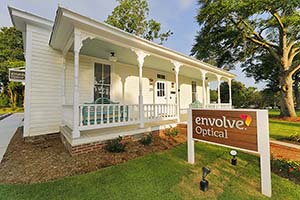 Envolve Optical eye care center storefront in the Rocky Mount Mills